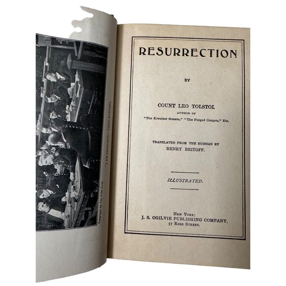 Resurrection By Leo Tolstoy Hardcover 1900 Edition Translated By Henry Brittoff - Picture 2 of 16